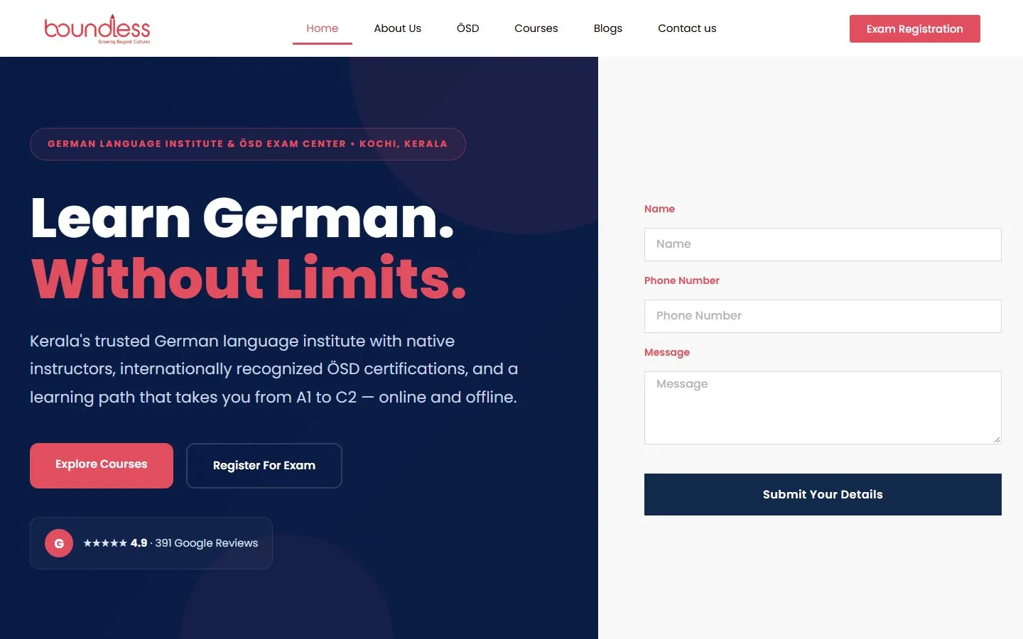 Boundless Kochi website