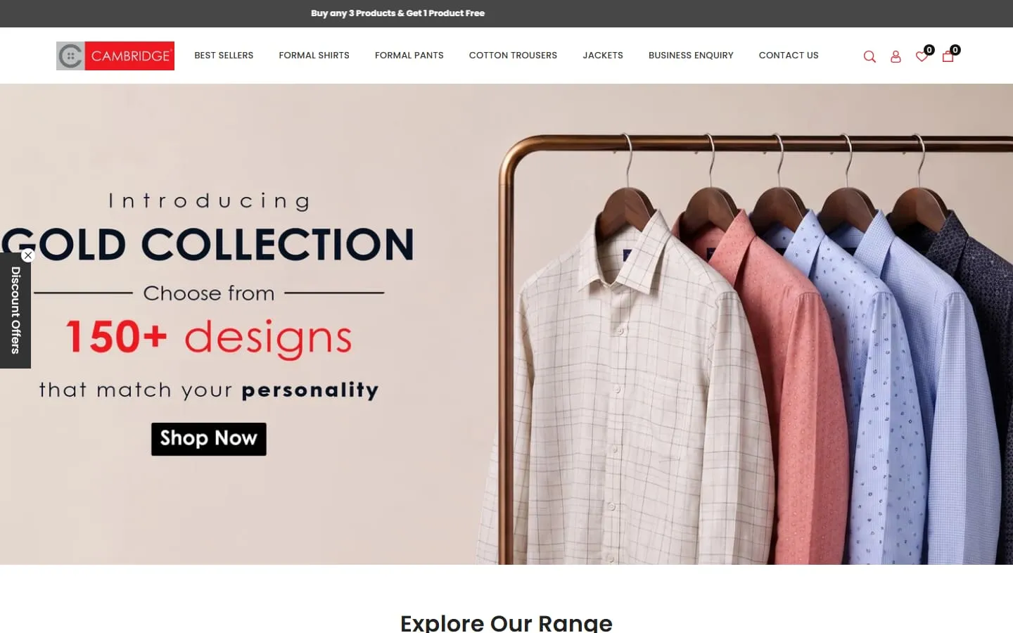 Cambridge Shopify store homepage
