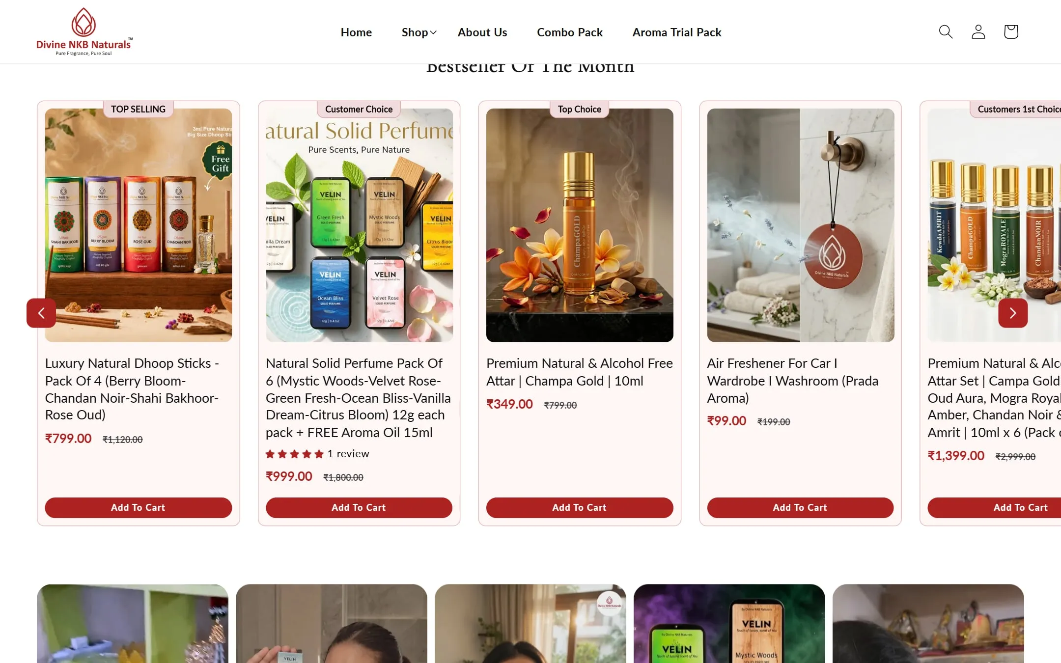 Bestseller of the Month product carousel