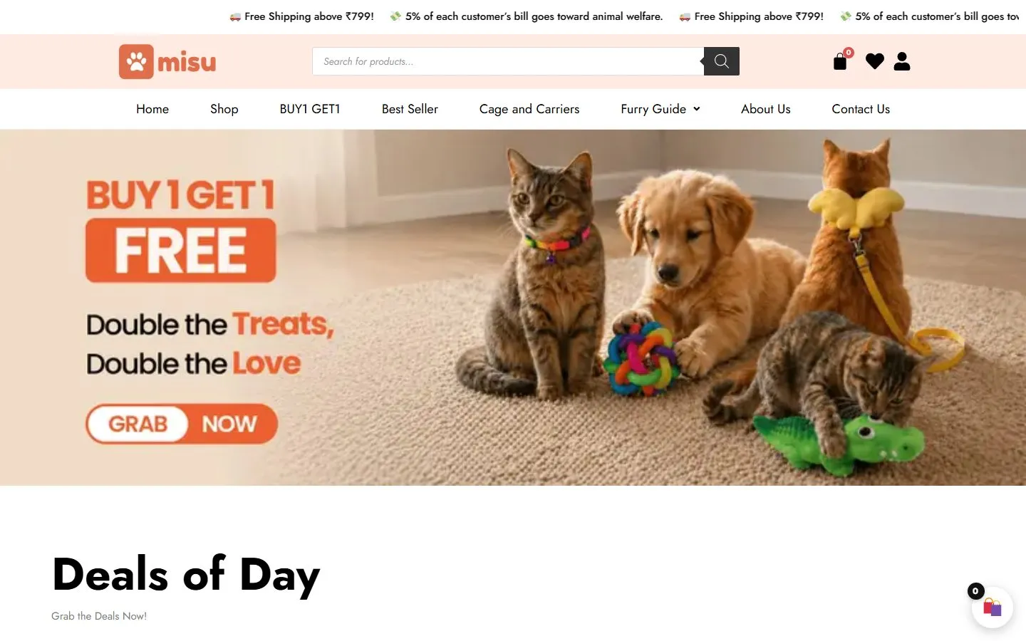 Misu Pet Store website