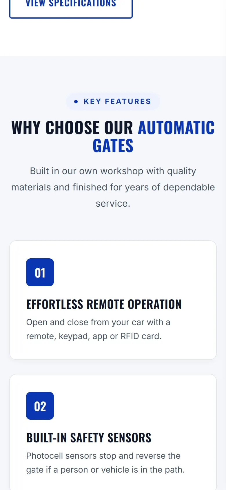 Key features of automatic gates on a phone