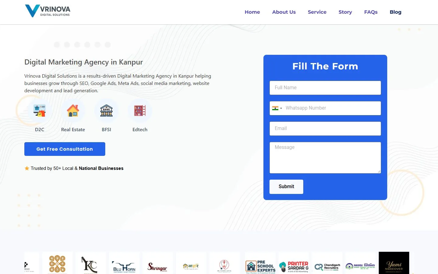 Vrinova Digital Solutions website